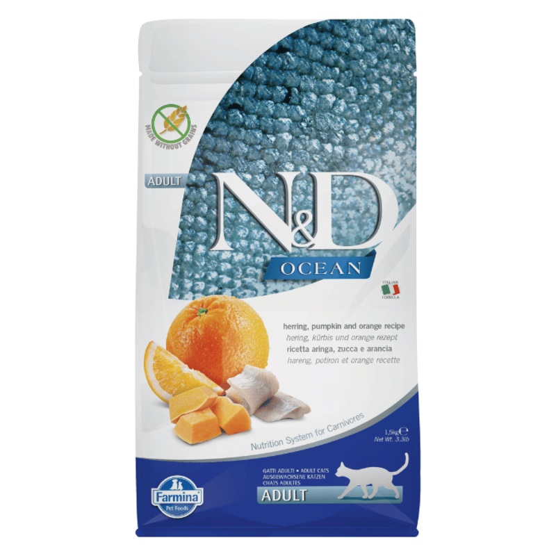 Nourriture pour chat Farmina N&d Ocean Sans Grains Chat Citrouille, Hareng & Orange