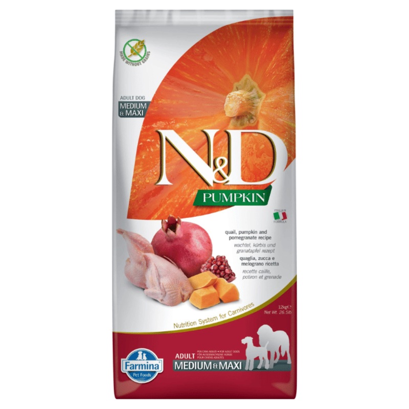 Nourriture pour chiens Farmina N&d Citrouille Sans Grains Caille & Grenade Moyen/grand