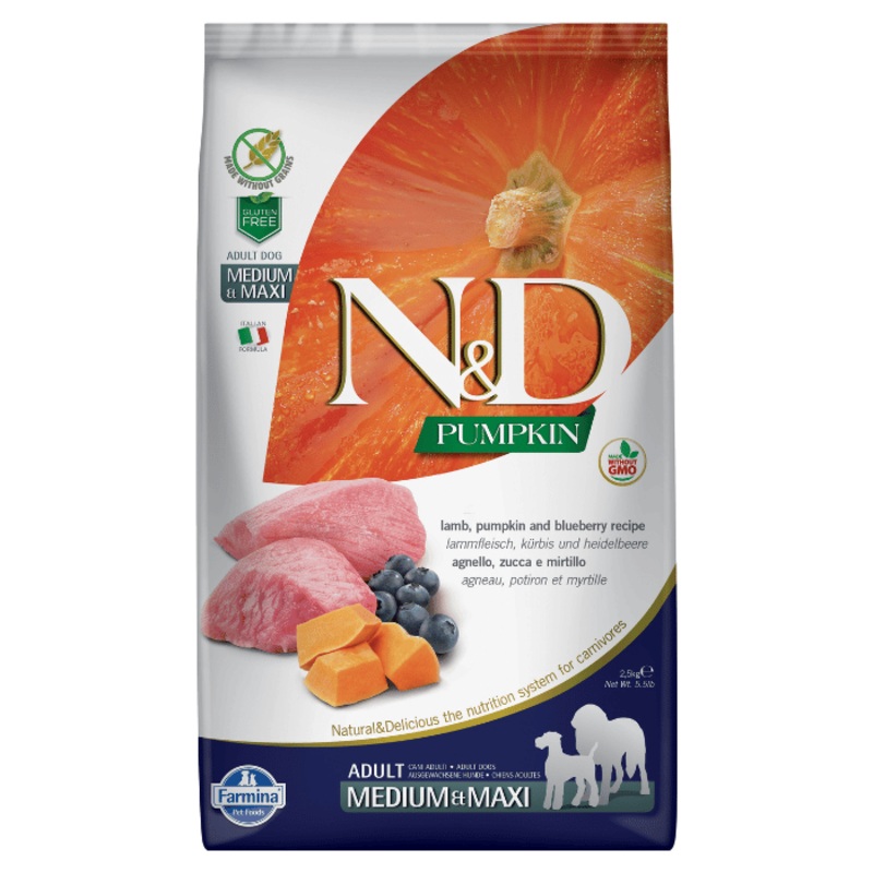 Nourriture pour chiens Farmina N&d Citrouille Sans Grains Chien Agneau & Bleuet Moyen/grand