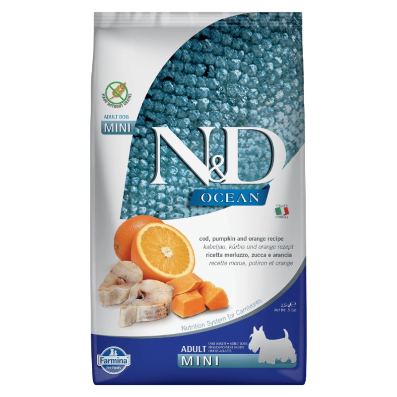 Nourriture pour chiens Farmina N&d Ocean Sans Grains Morue, Citrouille & Orange Mini
