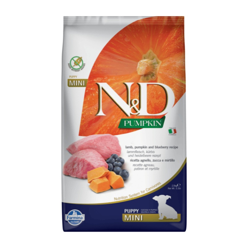 Nourriture pour chiots Farmina N&d Citrouille Sans Grains Agneau & Bleuet Mini