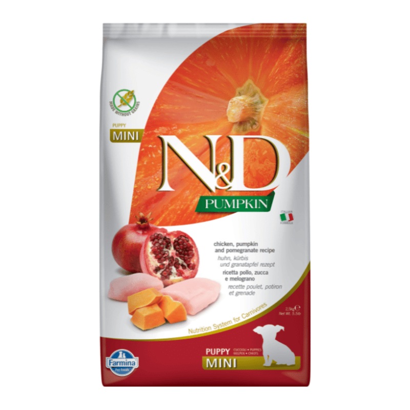 Nourriture pour chiots Farmina N&d Citrouille Sans Grains Poulet & Grenade Mini