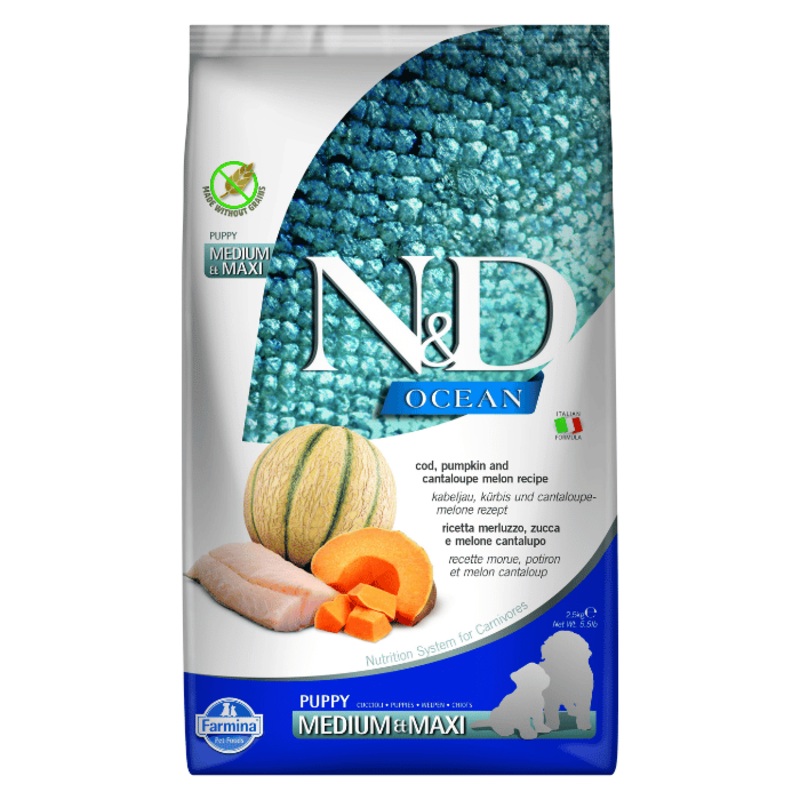 Nourriture pour chiots Farmina N&d Ocean Sans Grains Chiot Morue & Citrouille Moyen/grand