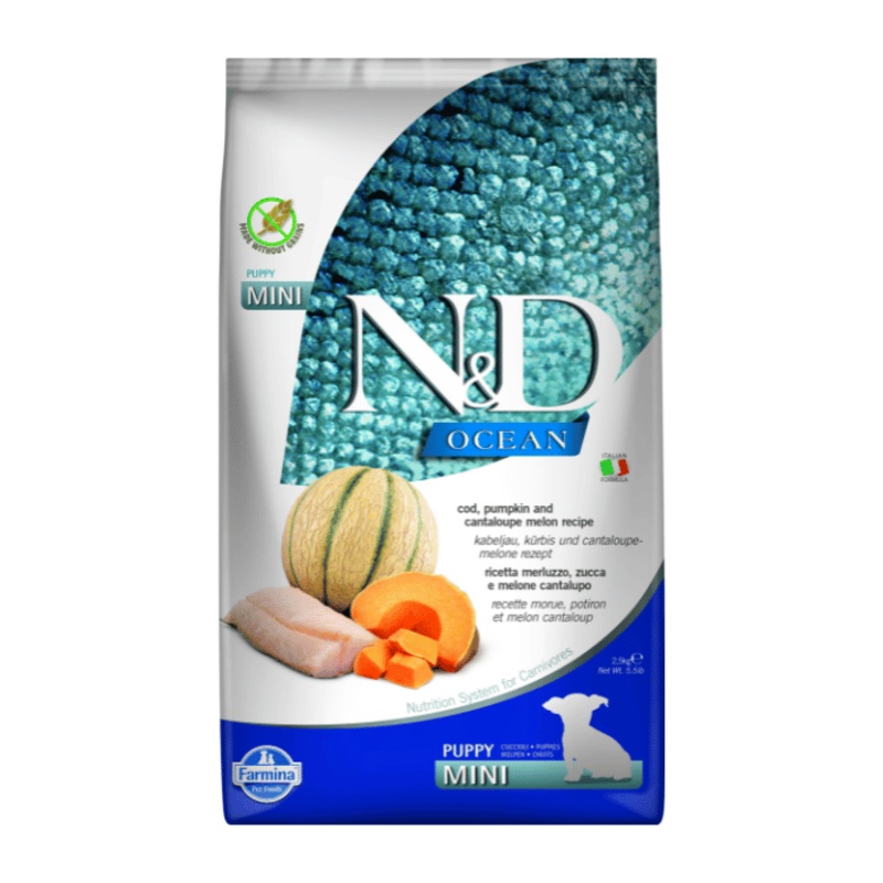 Nourriture pour chiots Farmina N&d Ocean Sans Grains Morue & Citrouille Mini