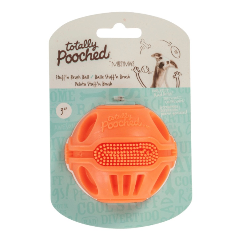 Stuff 'n Brush" Jouet En Caoutchouc Pour Chien - Balle Orange