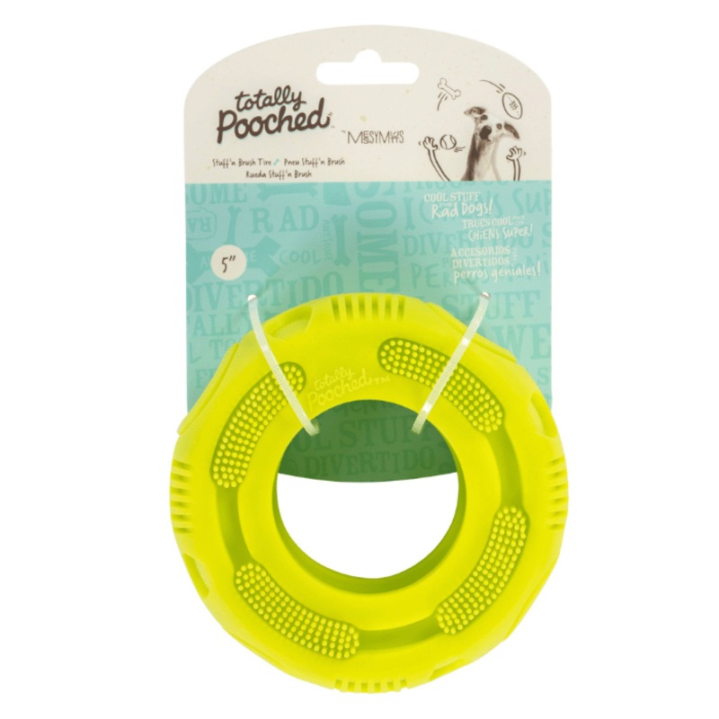 Stuff 'n Brush" Jouet En Caoutchouc Pour Chien - Pneu Vert