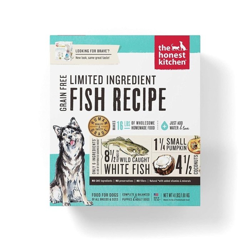 Honest Kitchen Brave ingrdients limits Poisson & Coconut dshydrat