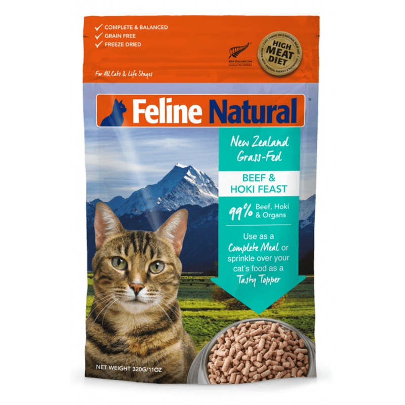 Feline Natural nourriture pour chat Boeuf et Hoki lyophilise
