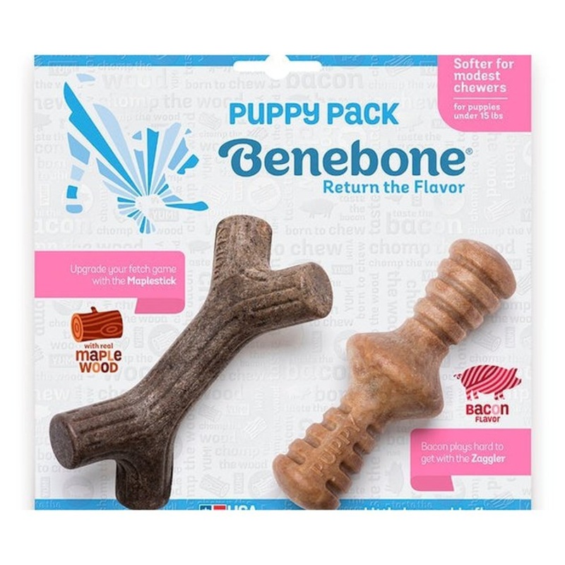 Jouet  gruger Benebone Puppy Pack saveur de bacon