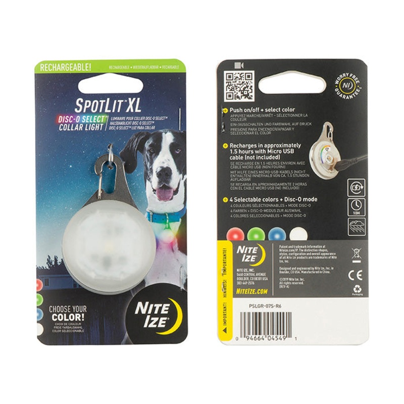 Lumiere led Spotlit XL pendentif pour chiens Nite ize rechargeable