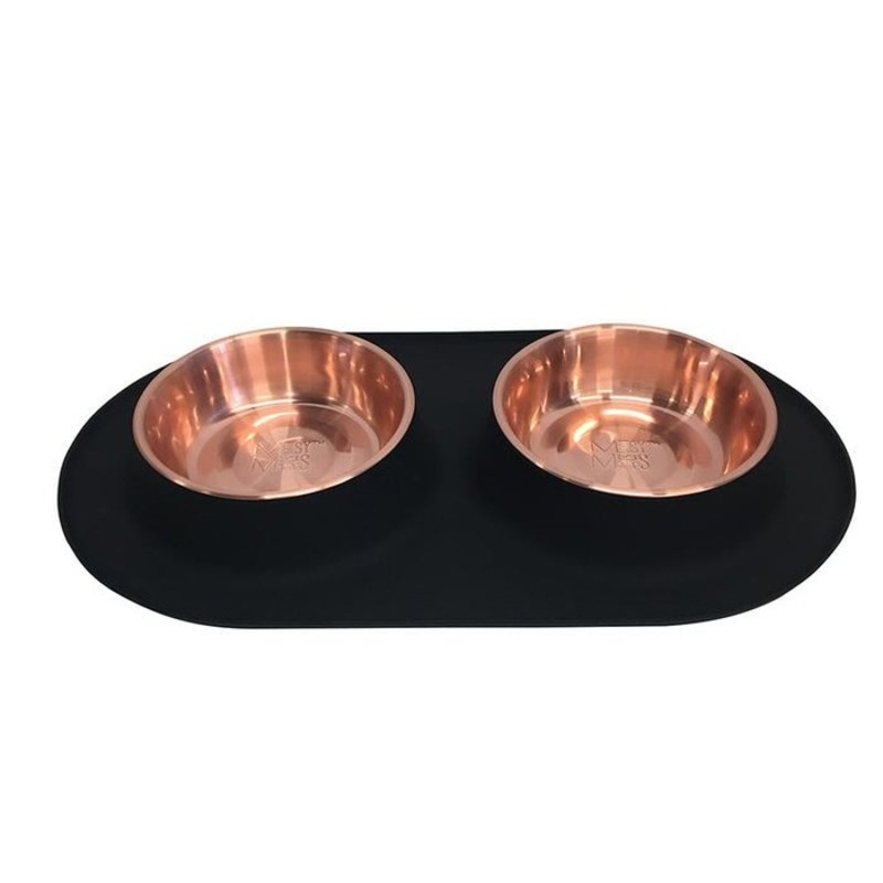 Bol double pour chiens silicone cuivre