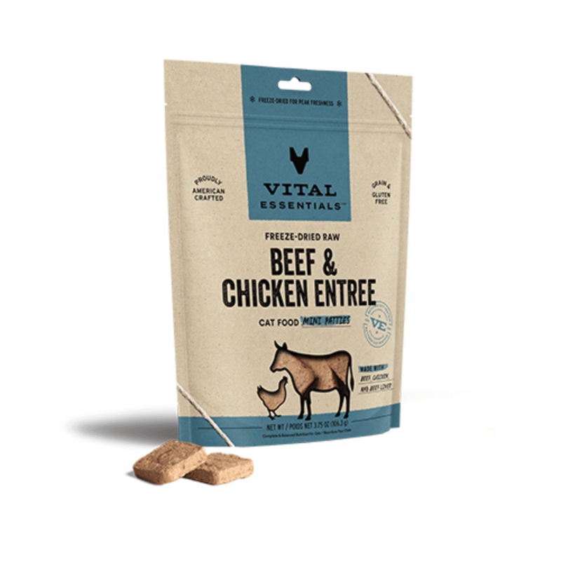 Mini galette de Nourriture Crue Lyophilise pour Chats - Boeuf et Poulet