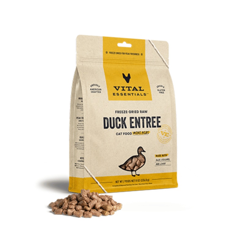 Morceaux Mini de Nourriture Crue Lyophilise pour Chats - Canard