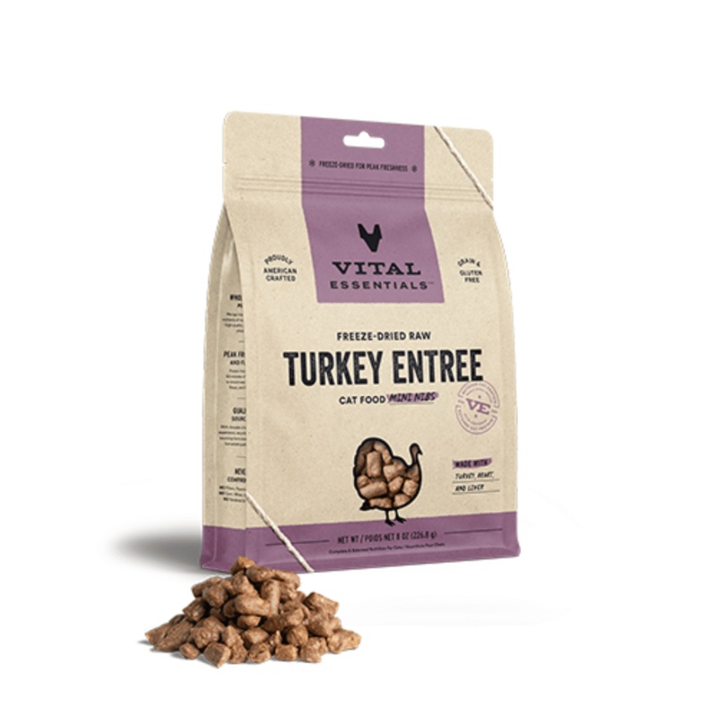 Morceaux Mini de Nourriture Crue Lyophilise pour Chats - Dinde