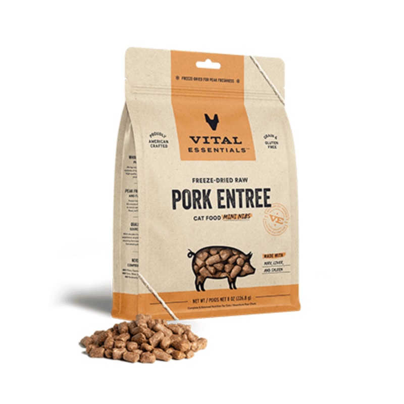 Morceaux Mini de Nourriture Crue Lyophilise pour Chats - Porc