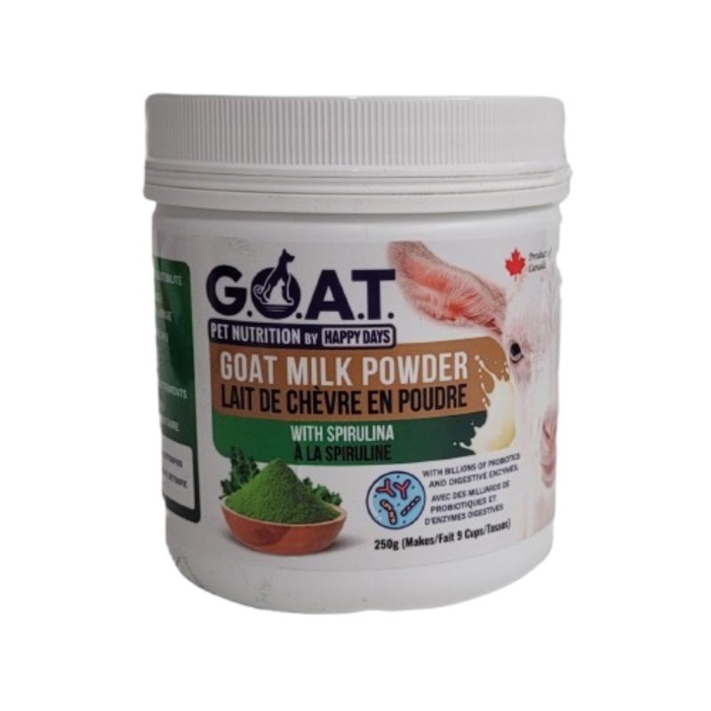 Poudre de Lait de Chvre avec Spiruline pour Chiens 250g.
