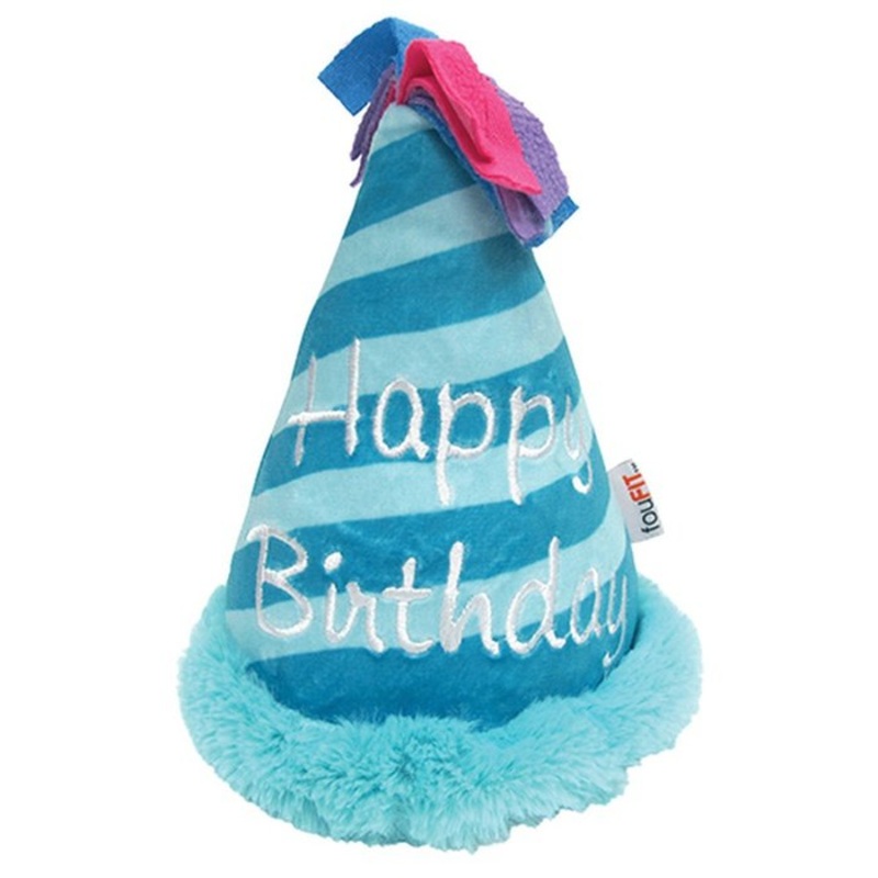 Chapeau d'anniversaire en peluche 6'' bleu