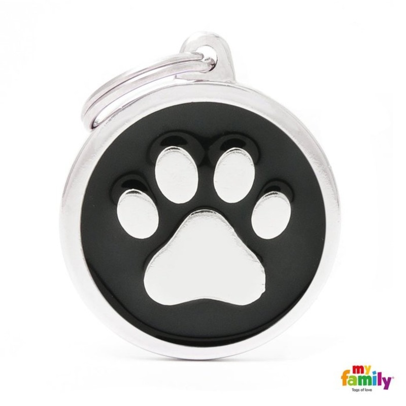 Mdaille pour chiens - Classic Grand Rond Patte Noir