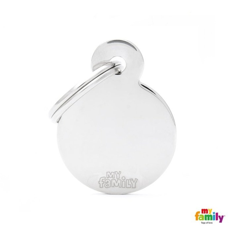 Mdaille pour chiens - Collection Basic Os Petit Cercle Laiton Chrome