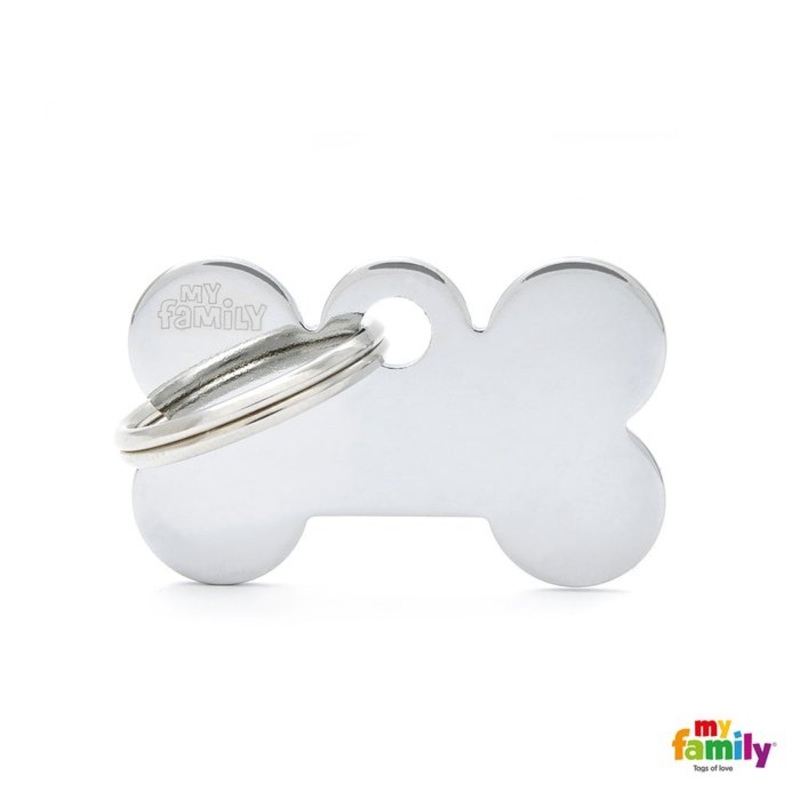 Mdaille pour chiens - Collection Basic Os Petit Laiton Chrome