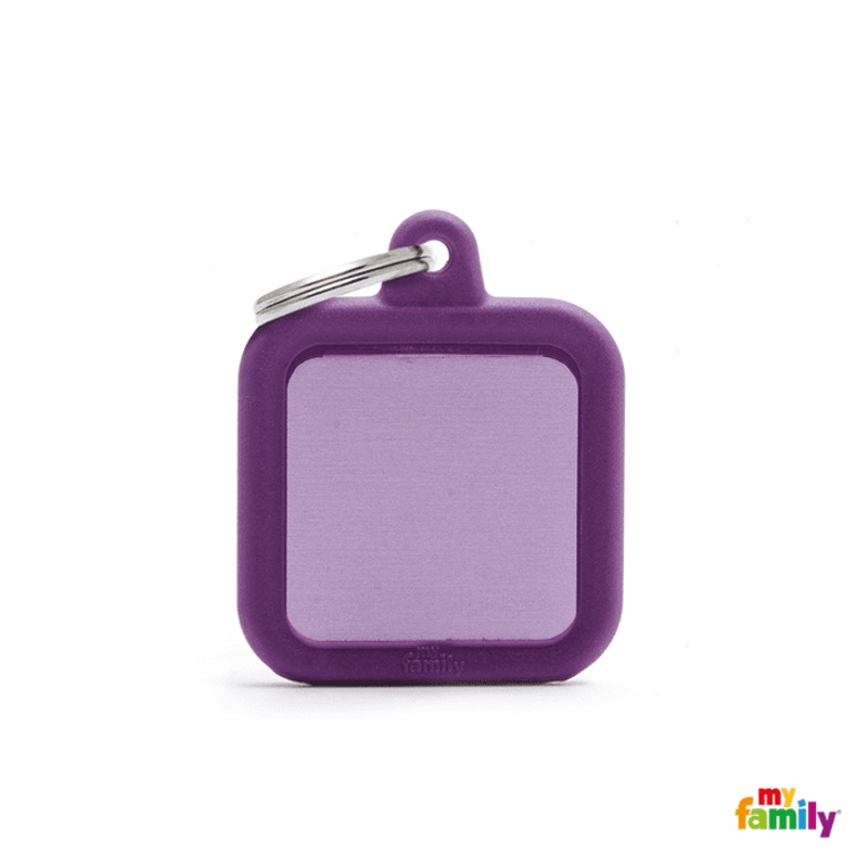 Mdaille pour chiens - Myfamily Hushtag Carr Aluminium Violet Gomme Violette