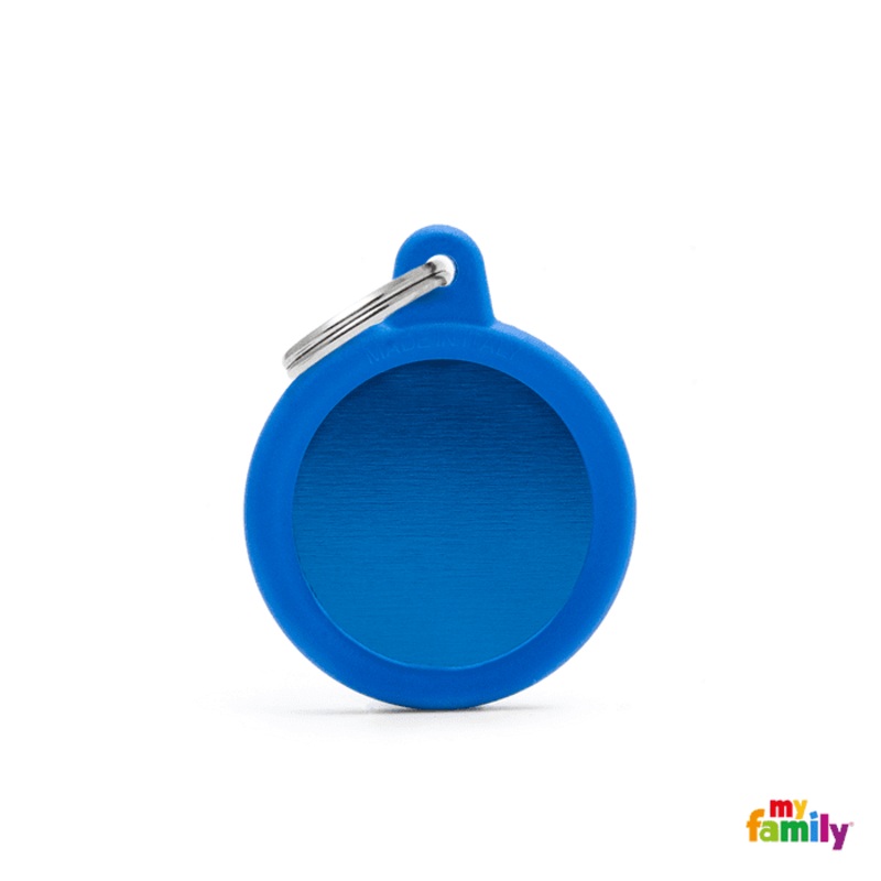 Mdaille pour chiens - Myfamily Hushtag Cercle Aluminium Bleu Gomme Bleue