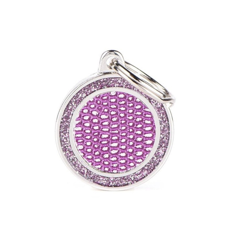 Mdaille pour chiens - Shine Cercle Moyen Saint Tropez Lilas avec Glitter
