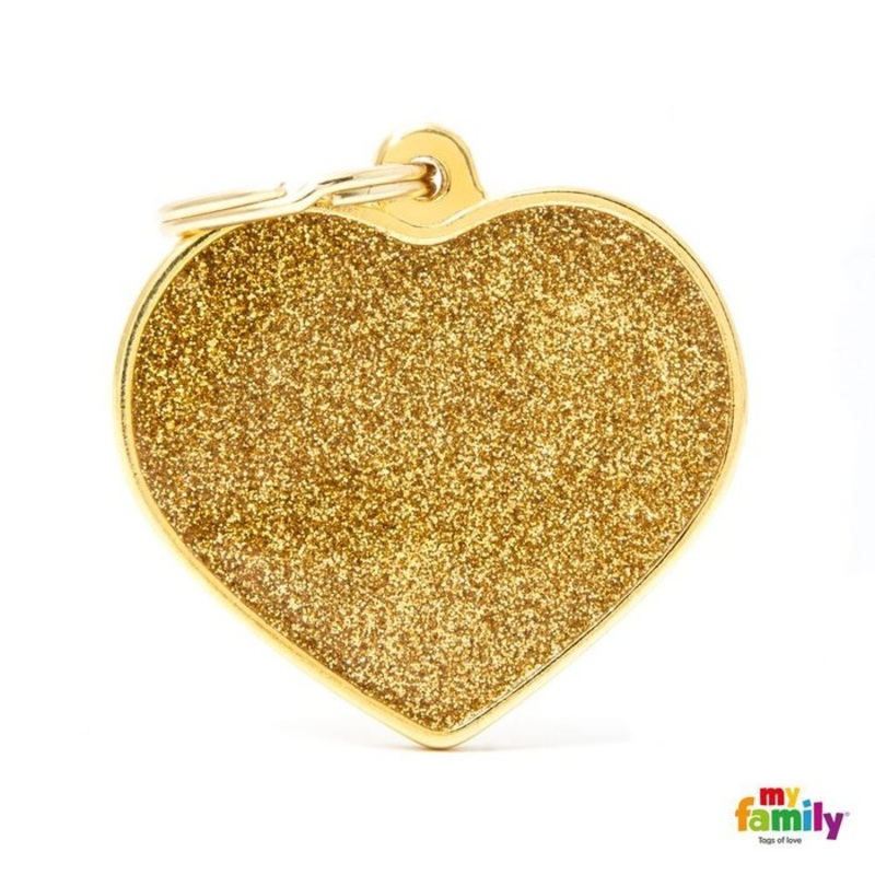 Mdaille pour chiens - Shine Grand Coeur Glitter or