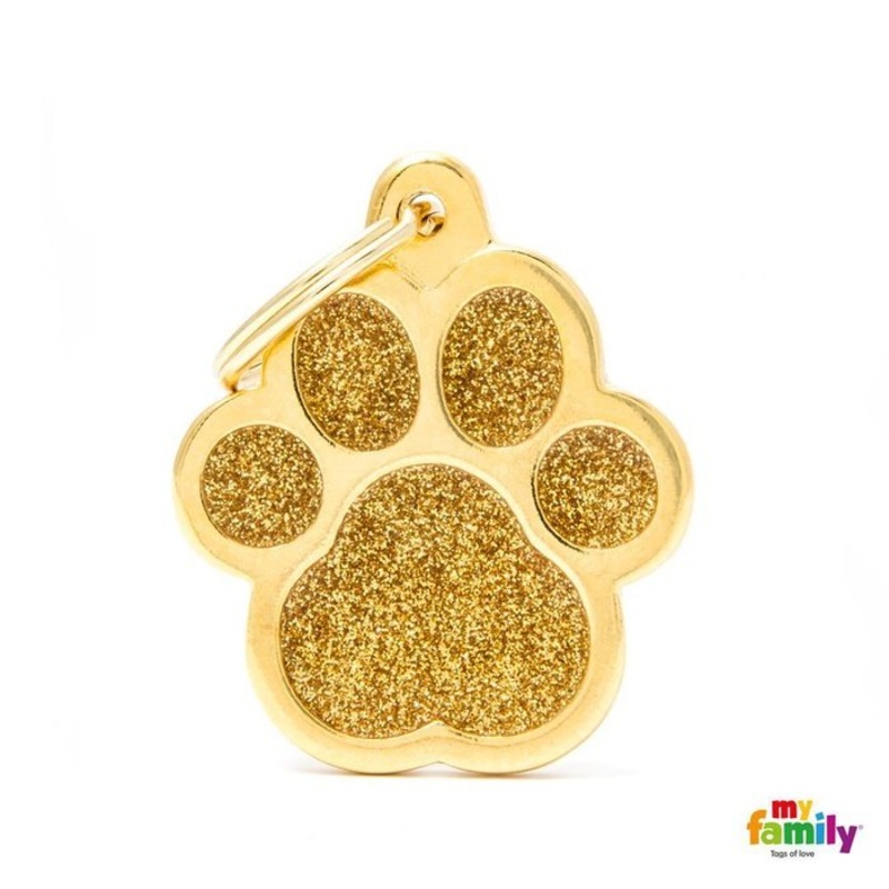 Mdaille pour chiens - Shine Grande Patte Glitter Or