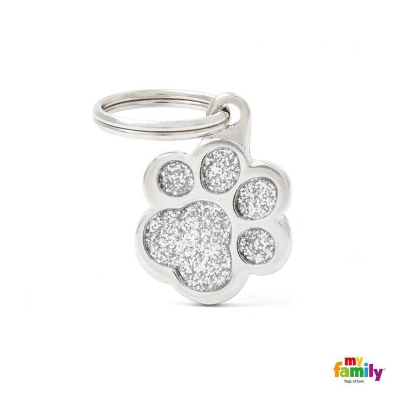 Mdaille pour chiens - Shine Petite Patte Glitter Gris