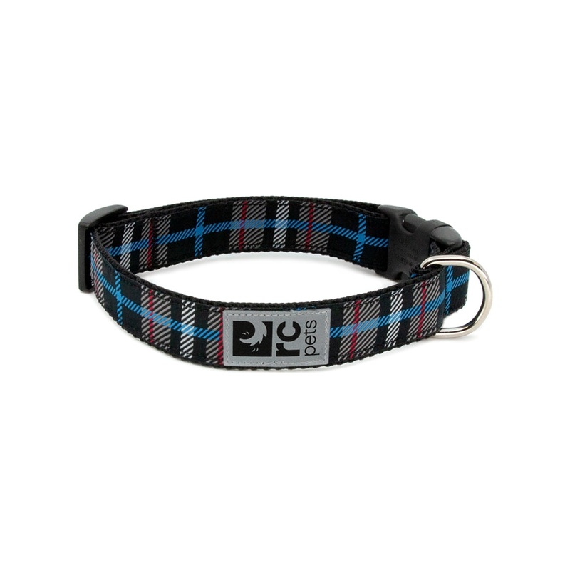 Collier  clip pour chien RcPets Black Twill Plaid