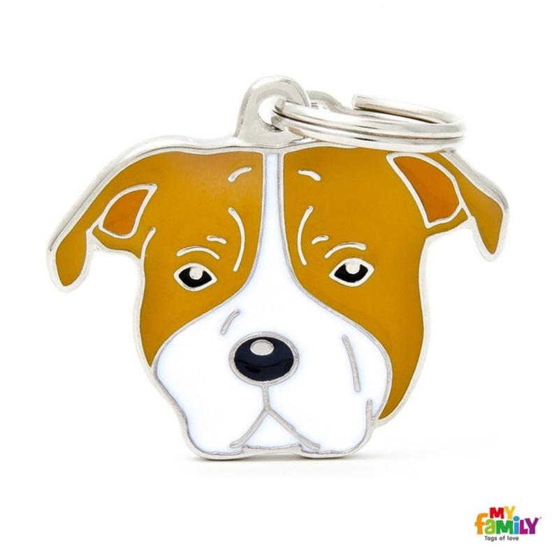 Mdaille pour chiens - friends American staffordshire terrier brun et blanc