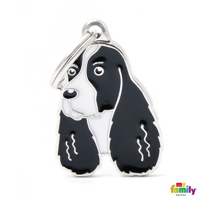 Mdaille pour chiens - pagneul noir et blanc