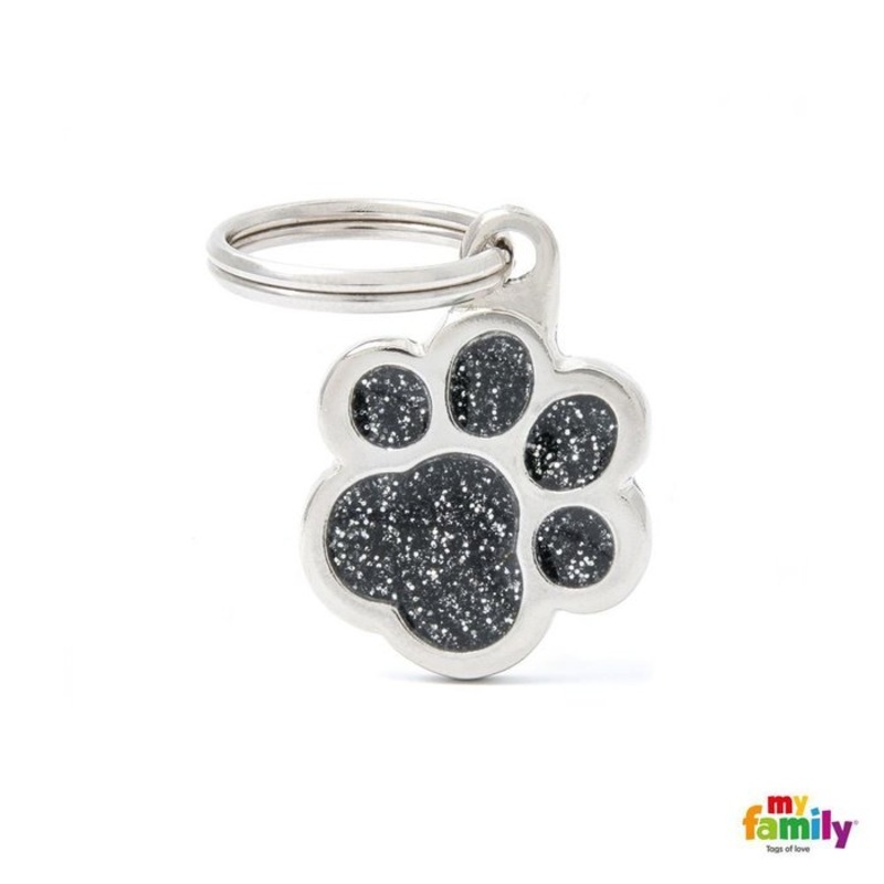 Mdaille pour chiens - Shine Petite Patte Glitter noir
