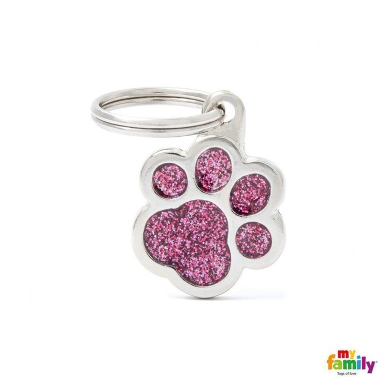 Mdaille pour chiens - Shine Petite Patte Glitter rose