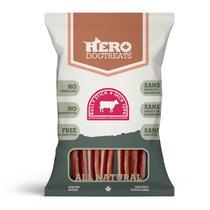 Pnis de buf 6'' Hero Bully Stick Paquet de 12