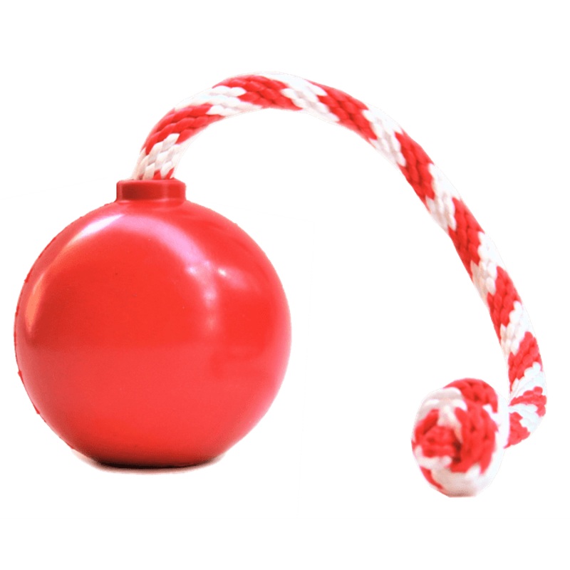 Balle cherry bomb avec corde et distributrice de gteries en caoutchouc durable - Noir