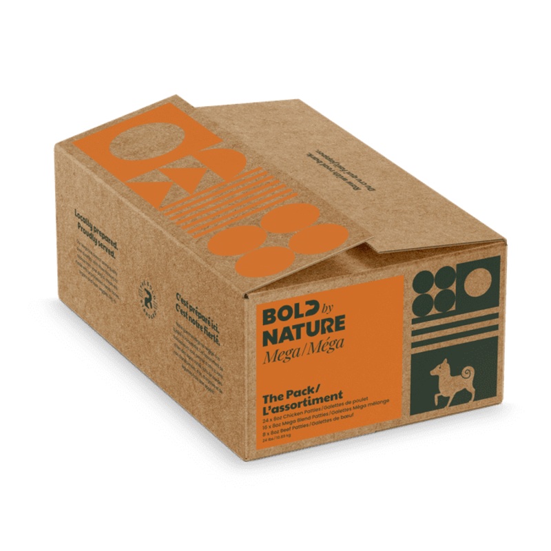 Bold By Nature Nourriture cru congel pour chiens  -Bote de varit poulet et boeuf