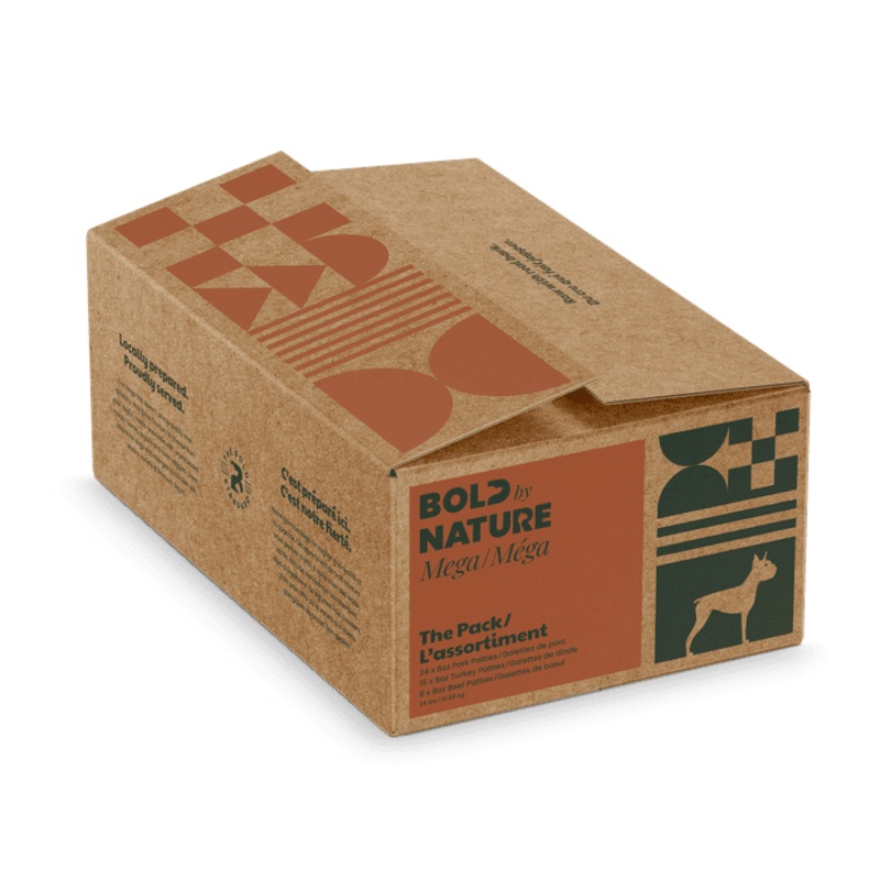 Bold By Nature Nourriture cru congel pour chiens -Bote de varit sans poulet