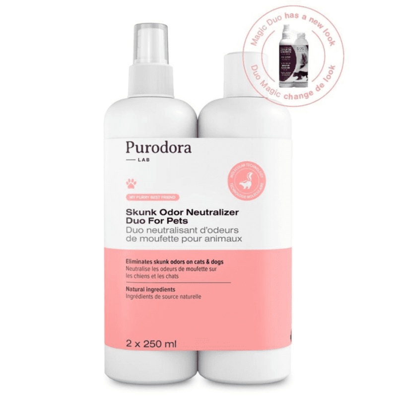 Duo neutralisants d'odeurs de moufette pour animaux