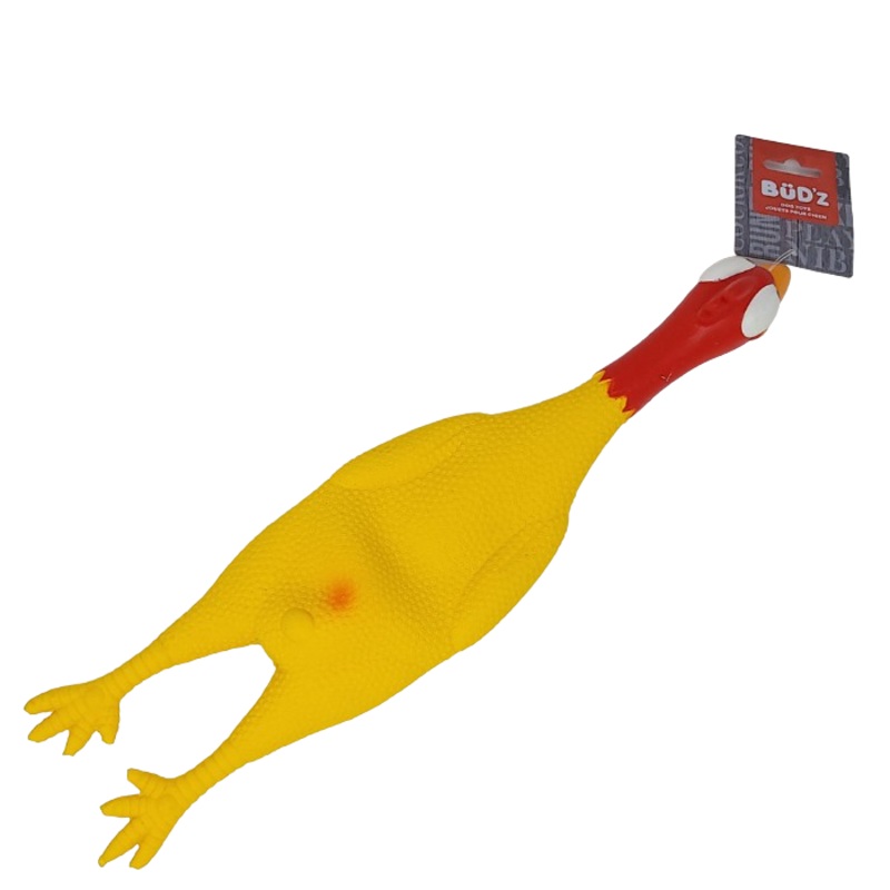 Jouet couineur en latex poulet jaune