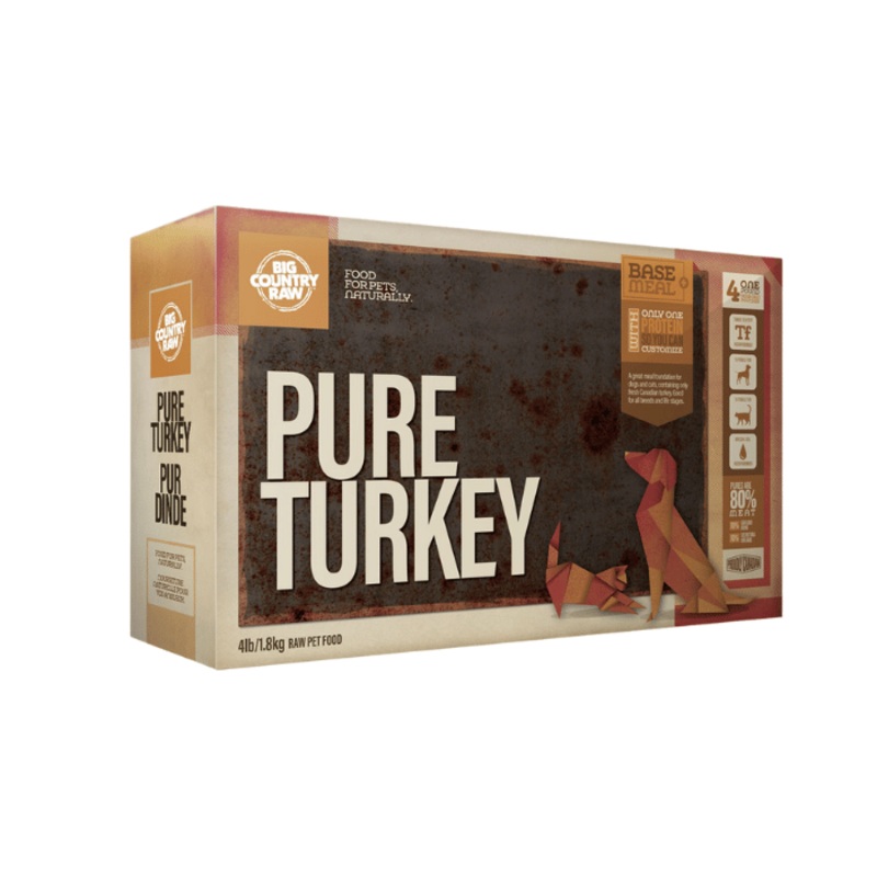 Nourriture crue PUR dinde Big Country Raw 4 lb