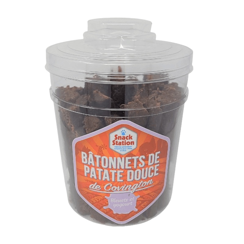 Bton  mcher patate douce yogourt et bleuets en vrac
