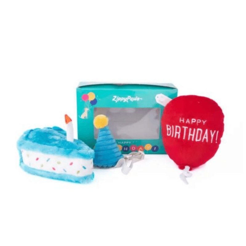Jouet pour chien - Bote anniversaire bleue
