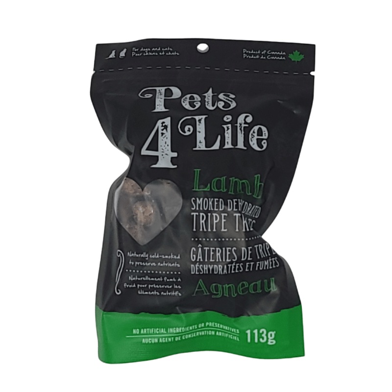 Pets 4 Life Gteries de tripes dshydrates et fumes -Agneau