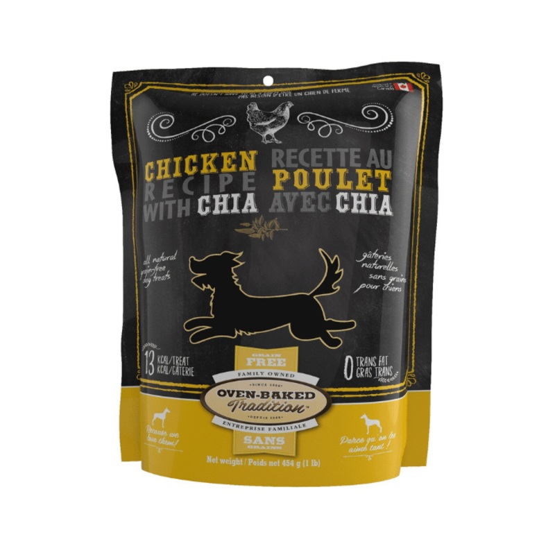 Gteries Pour Chien, Sans Grains, Biscuits Poulet Et Chia 454gr