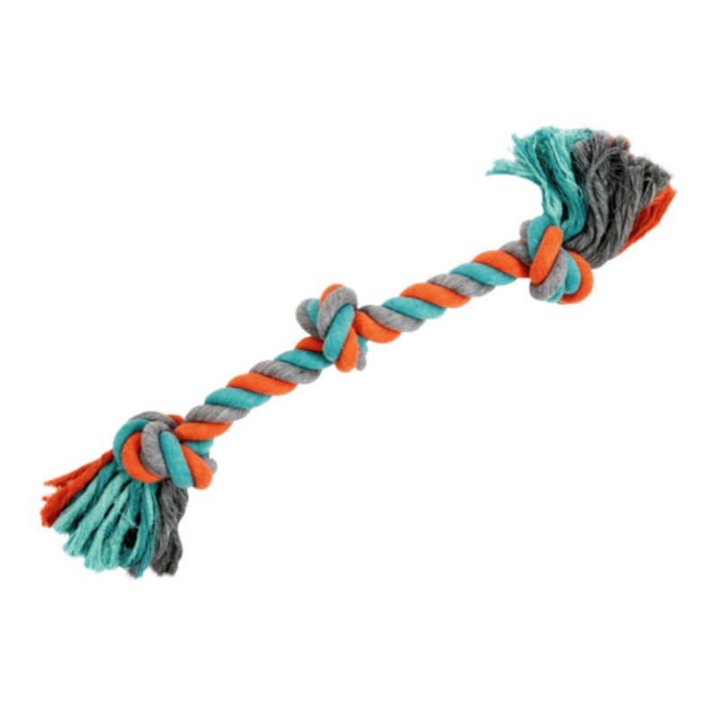 Jouet De Corde Pour Chien, Avec 3 Noeuds Orange Et Bleu 23.5"