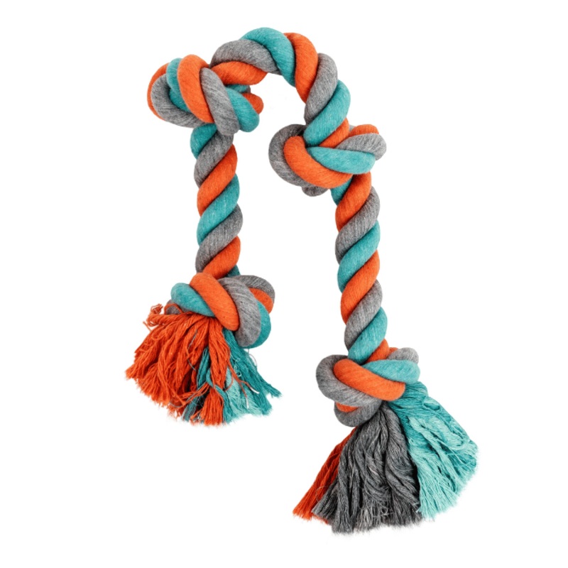 Jouet De Corde Pour Chien, Avec 4 Noeuds Orange Et Bleu 27.5"