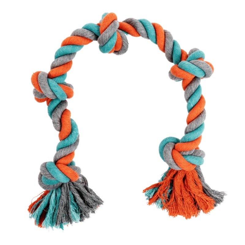 Jouet De Corde Pour Chien, Avec 5 Noeuds Orange Et Bleu 35.5"