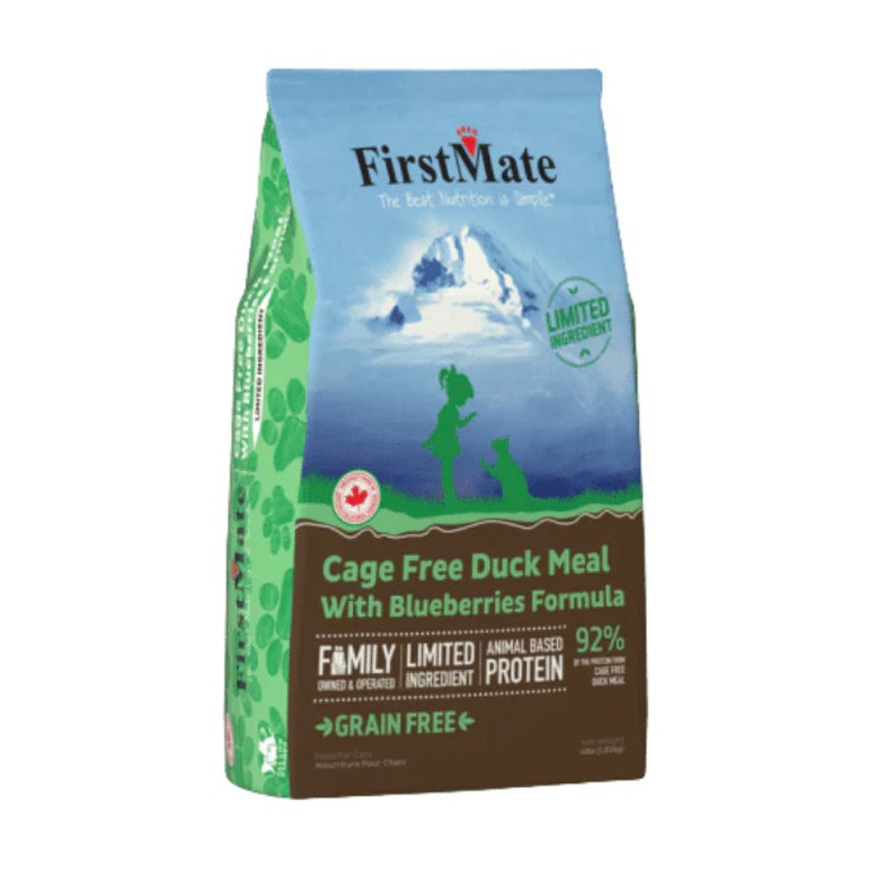 Nourriture pour chats FirstMate canard lev en libert et bleuets pour chat